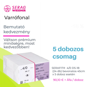 SERAFIT® varrófonal 5 dobozos csomag, 4/0 DS-18 (5x24 db) lila, bevonatos 45cm
