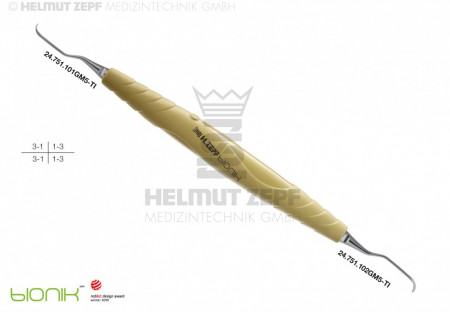Helmut Zepf - Periodontal curette, Gracey 1-2, front, yellow, titanium